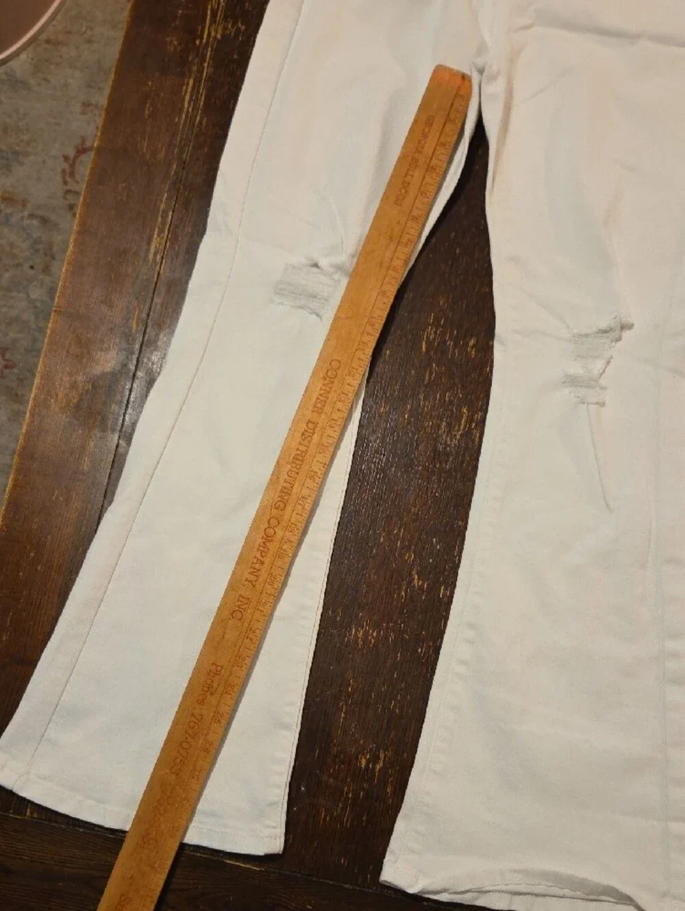 KanCan White Flare Jeans with Knee Rips